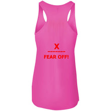 Load image into Gallery viewer, X ON! Woman&#39;s Flowy Racerback Tank Neon Green logo - Fear Off
