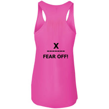 Load image into Gallery viewer, X ON! Woman&#39;s Flowy Racerback Tank Blacked out logo - Fear Off
