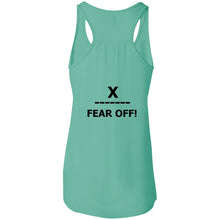 Load image into Gallery viewer, X ON! Woman&#39;s Flowy Racerback Tank Black logo - Fear Off
