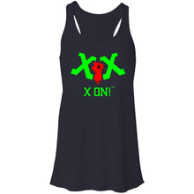 Load image into Gallery viewer, X ON! Woman&#39;s Flowy Racerback Tank Neon Green logo - Fear Off
