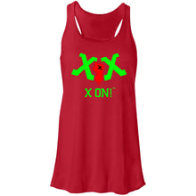 Load image into Gallery viewer, X ON! Woman&#39;s Flowy Racerback Tank Neon Green logo - Fear Off
