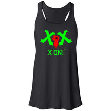 Load image into Gallery viewer, X ON! Woman&#39;s Flowy Racerback Tank Neon Green logo - Fear Off
