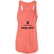 Load image into Gallery viewer, X ON! Woman&#39;s Flowy Racerback Tank Blacked out logo - Fear Off
