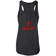 Load image into Gallery viewer, X ON! Woman&#39;s Flowy Racerback Tank Neon Green logo - Fear Off
