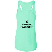 Load image into Gallery viewer, X ON! Woman&#39;s Flowy Racerback Tank Blacked out logo - Fear Off
