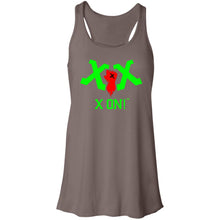 Load image into Gallery viewer, X ON! Woman&#39;s Flowy Racerback Tank Neon Green logo - Fear Off
