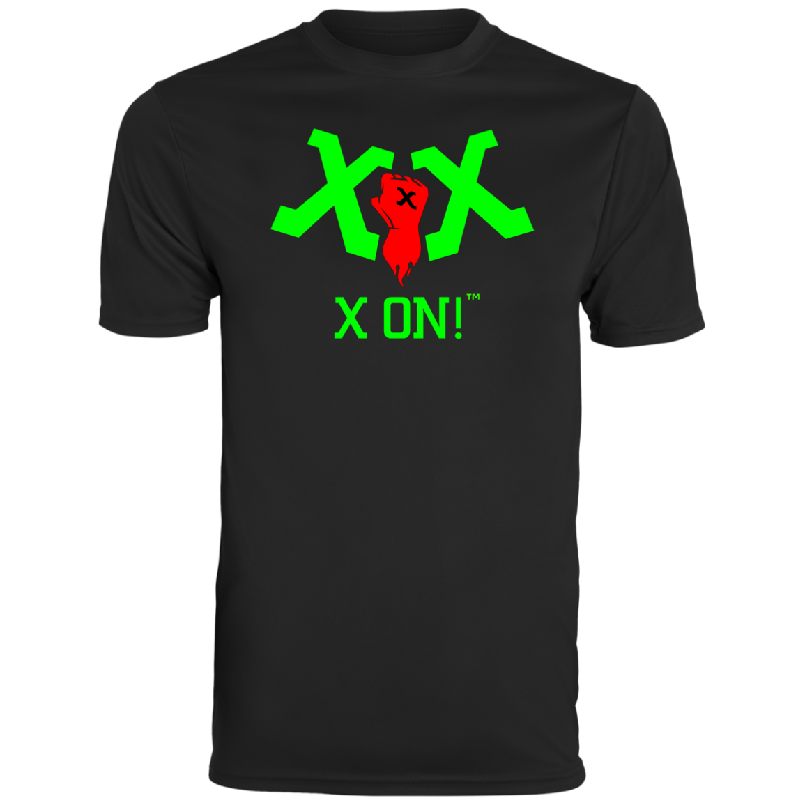 X ON! Men's Wicking Performance Sport T-Shirt Neon Green logo - Fear Off