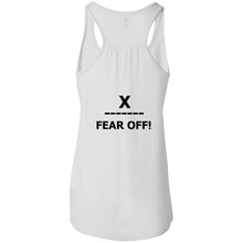 Load image into Gallery viewer, X ON! Woman&#39;s Flowy Racerback Tank Black logo - Fear Off
