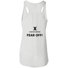 Load image into Gallery viewer, X ON! Woman&#39;s Flowy Racerback Tank Blacked out logo - Fear Off
