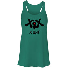 Load image into Gallery viewer, X ON! Woman&#39;s Flowy Racerback Tank Blacked out logo - Fear Off
