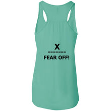 Load image into Gallery viewer, X ON! Woman&#39;s Flowy Racerback Tank Blacked out logo - Fear Off
