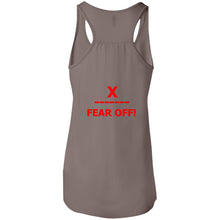 Load image into Gallery viewer, X ON! Woman&#39;s Flowy Racerback Tank Neon Green logo - Fear Off
