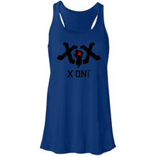 Load image into Gallery viewer, X ON! Woman&#39;s Flowy Racerback Tank Blacked out logo - Fear Off
