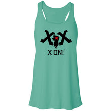 Load image into Gallery viewer, X ON! Woman&#39;s Flowy Racerback Tank Blacked out logo - Fear Off
