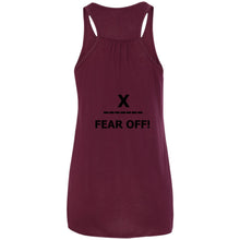 Load image into Gallery viewer, X ON! Woman&#39;s Flowy Racerback Tank Blacked out logo - Fear Off
