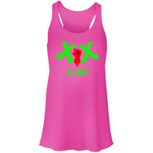 Load image into Gallery viewer, X ON! Woman&#39;s Flowy Racerback Tank Neon Green logo - Fear Off
