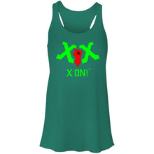 Load image into Gallery viewer, X ON! Woman&#39;s Flowy Racerback Tank Neon Green logo - Fear Off
